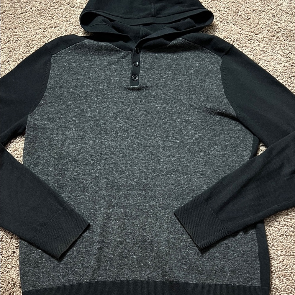 Banana Republic Black and Gray Hooded  Button Sweater 100% Cotton